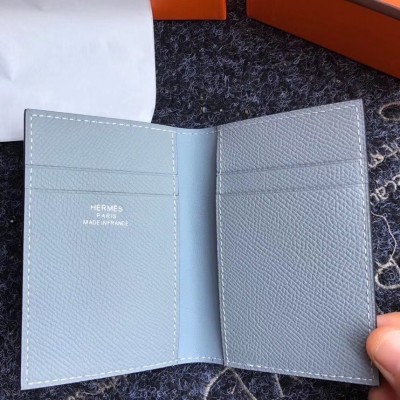 Hermes MC2 Euclide Card Holder In Blue Lin Epsom Leather LDBS242854