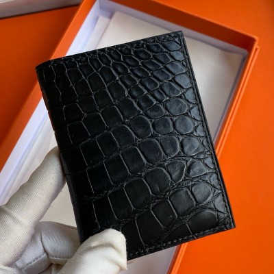 Hermes MC2 Euclide Card Holder in Black Matte Alligator Leather LDBS242850