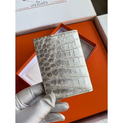 Hermes MC2 Euclide Card Holder in Himalaya Niloticus Crocodile Skin LDBS242858