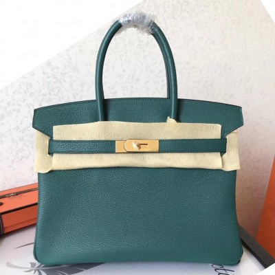 Hermes Malachite Birkin 30cm Clemence Handmade Bag LDBS242833