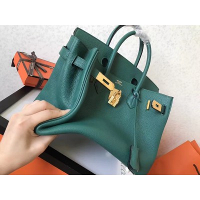 Hermes Malachite Birkin 30cm Clemence Handmade Bag LDBS242833