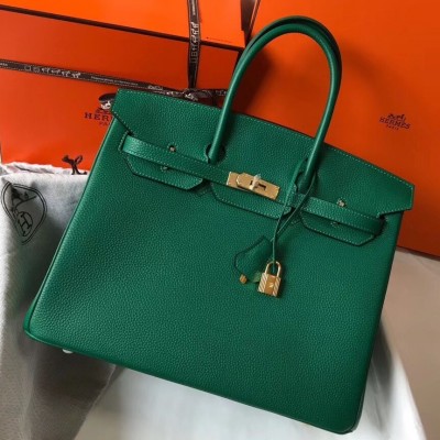 Hermes Malachite Clemence Birkin 35cm Bag LDBS242837