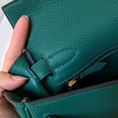 Hermes Malachite Clemence Kelly 28cm Handmade Bag LDBS242839