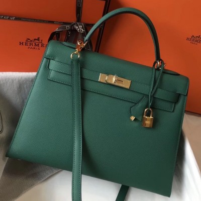 Hermes Malachite Epsom Kelly 32cm Sellier Bag LDBS241436