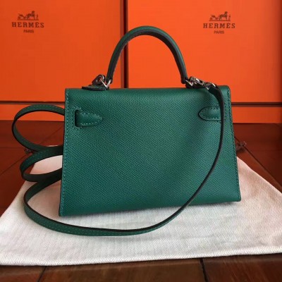 Hermes Malachite Epsom Kelly Mini II Handmade Bag LDBS242846