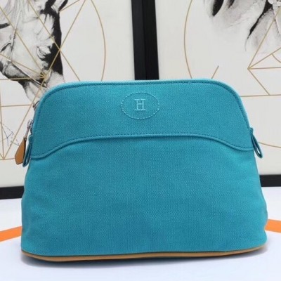 Hermes Medium Bolide Travel Case In Blue Horizon Cotton LDBS242873