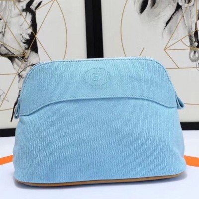 Hermes Medium Bolide Travel Case In Blue Lin Cotton LDBS242874