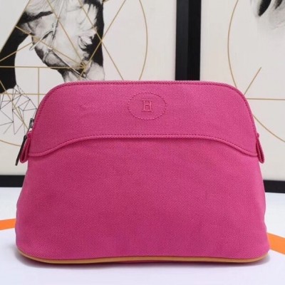 Hermes Medium Bolide Travel Case In Rose Red Cotton LDBS242878