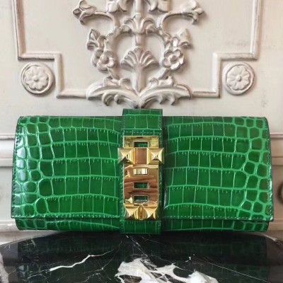 Hermes Medor Clutch Bag In Bamboo Crocodile Leather LDBS242883