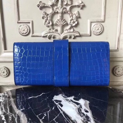 Hermes Medor Clutch Bag In Blue Crocodile Leather LDBS242885