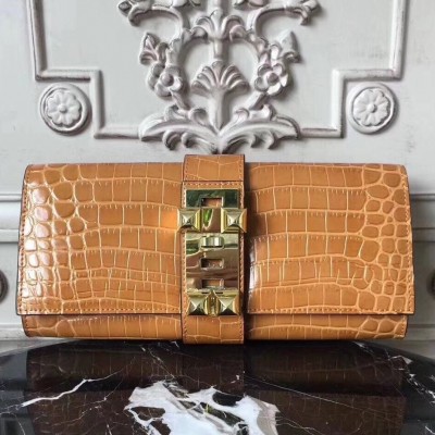 Hermes Medor Clutch Bag In Camarel Crocodile Leather LDBS242886