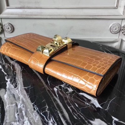 Hermes Medor Clutch Bag In Camarel Crocodile Leather LDBS242886