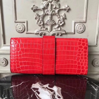 Hermes Medor Clutch Bag In Cherry Crocodile Leather LDBS242887