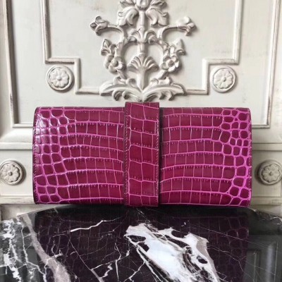 Hermes Medor Clutch Bag In Fuchsia Crocodile Leather LDBS242889