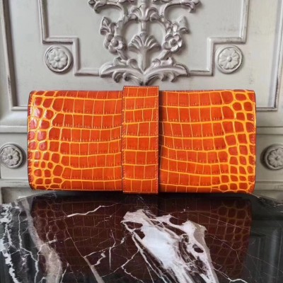 Hermes Medor Clutch Bag In Orange Crocodile Leather LDBS242890