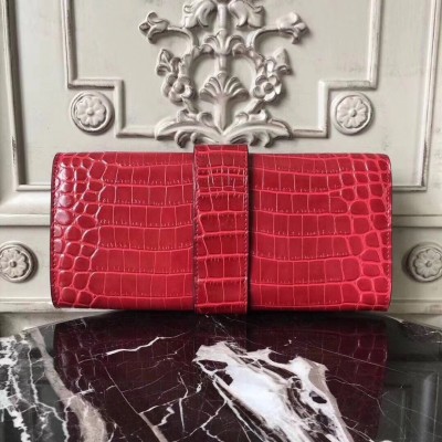 Hermes Medor Clutch Bag In Red Crocodile Leather LDBS242892