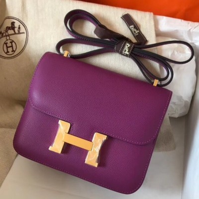 Hermes Mini Constance 18cm Cyclamen Epsom Bag LDBS242899