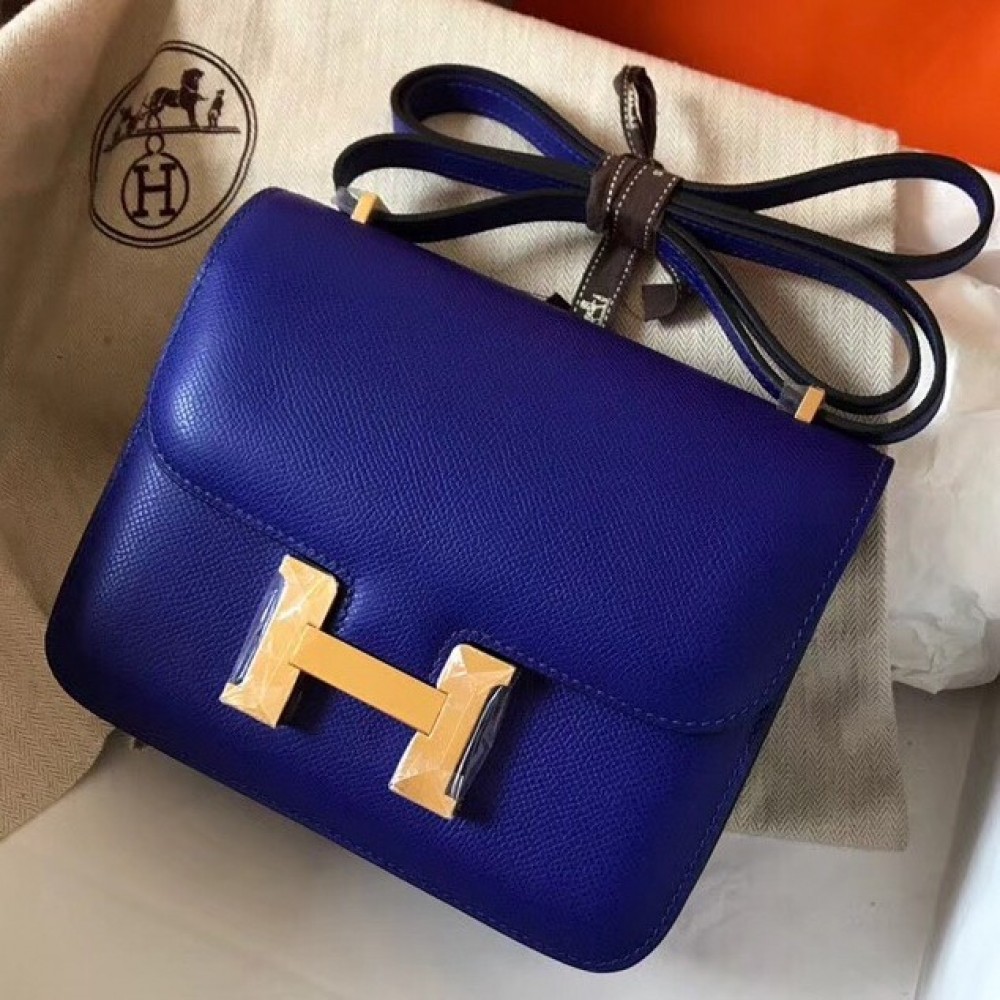 Hermes Mini Constance 18cm Epsom Blue Electric Bag LDBS242900