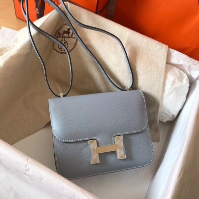 Hermes Mini Constance 18cm Epsom Blue Lin Bag LDBS242901