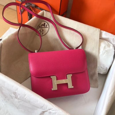 Hermes Mini Constance 18cm Rose Red Epsom Bag LDBS242913