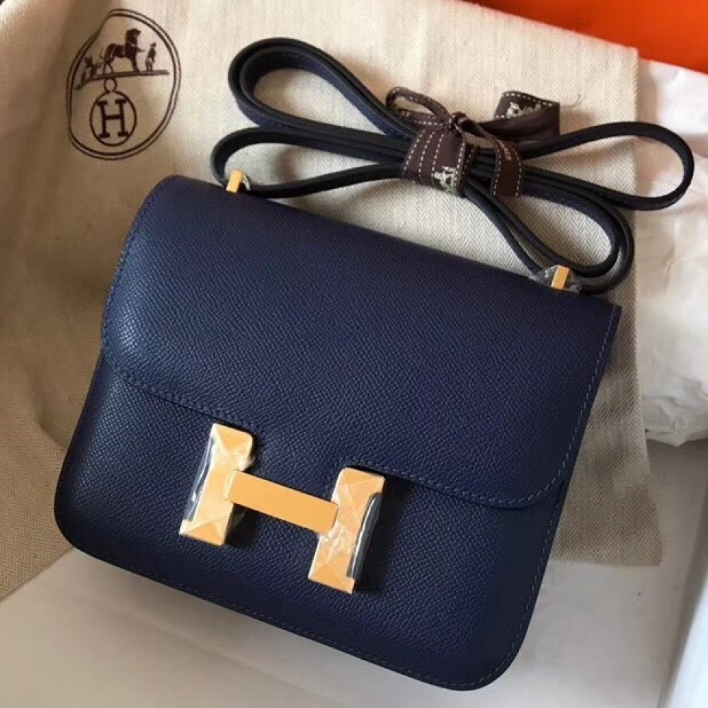 Hermes Mini Constance 18cm Sapphire Epsom Bag LDBS242915