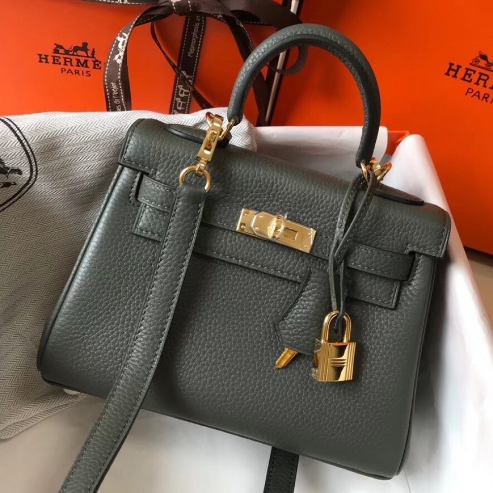 Hermes Mini Kelly 20cm Bag In Canopee Clemence Leather LDBS242925