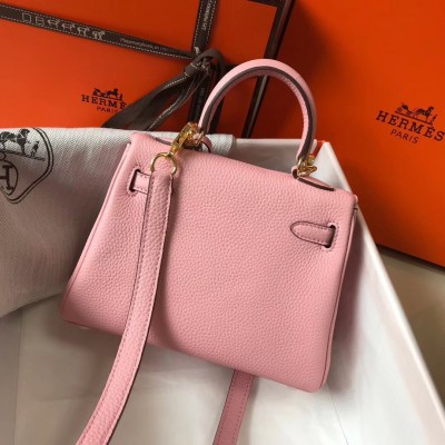 Hermes Mini Kelly 20cm Bag In Pink Clemence Leather LDBS242930