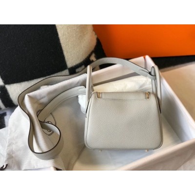 Hermes Mini Lindy Bag In Pearl Grey Clemence Leather LDBS242941