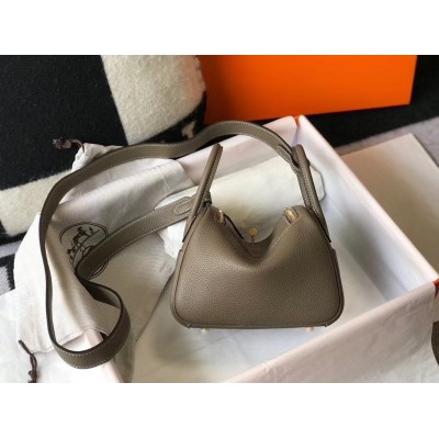 Hermes Mini Lindy Bag In Taupe Clemence Leather LDBS242943