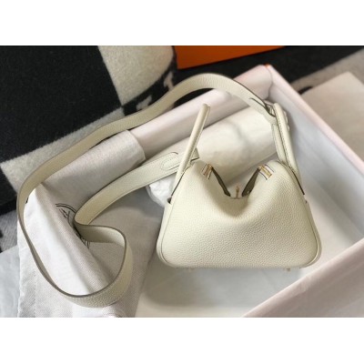 Hermes Mini Lindy Bag In White Clemence Leather LDBS242945