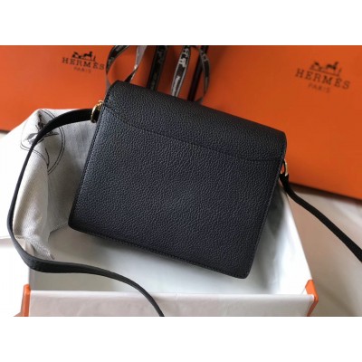 Hermes Mini Sac Roulis 18cm Bag In Black Evercolor Calfskin LDBS242949