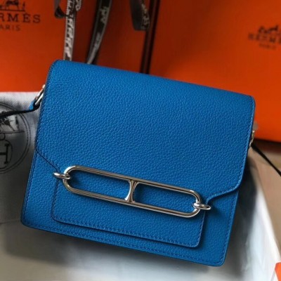 Hermes Mini Sac Roulis 18cm Bag In Blue Hydra Evercolor Calfskin LDBS242950