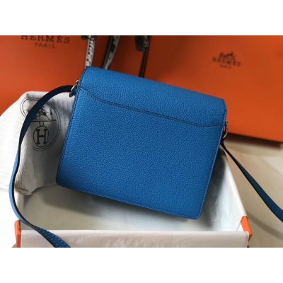 Hermes Mini Sac Roulis 18cm Bag In Blue Hydra Evercolor Calfskin LDBS242950