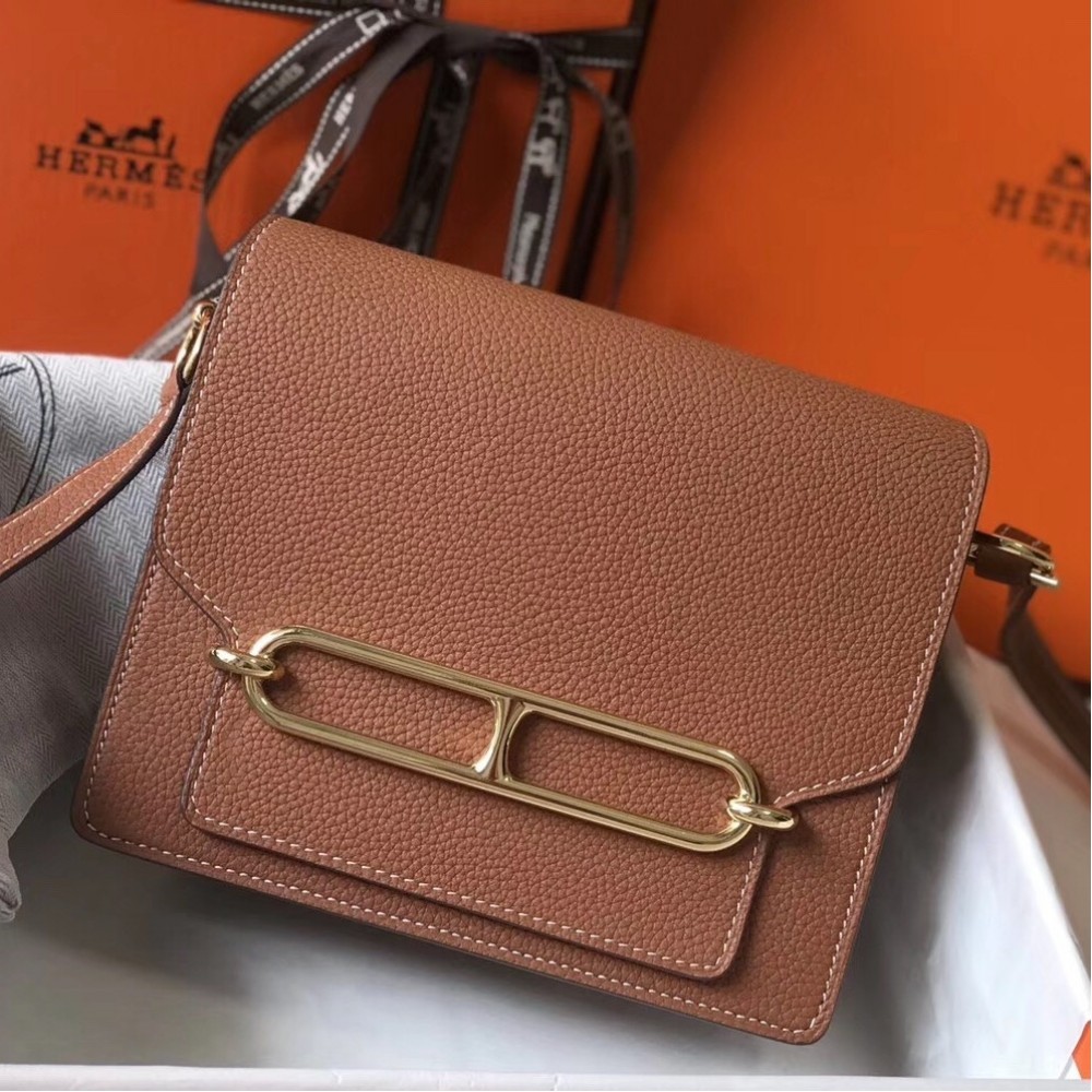 Hermes Mini Sac Roulis 18cm Bag In Brown Evercolor Calfskin LDBS242951