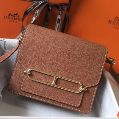 Hermes Mini Sac Roulis 18cm Bag In Brown Evercolor Calfskin LDBS242951