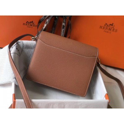 Hermes Mini Sac Roulis 18cm Bag In Brown Evercolor Calfskin LDBS242951