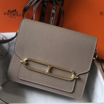 Hermes Mini Sac Roulis 18cm Bag In Grey Evercolor Calfskin LDBS242953