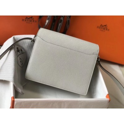 Hermes Mini Sac Roulis 18cm Bag In Pearl Grey Evercolor Calfskin LDBS242954