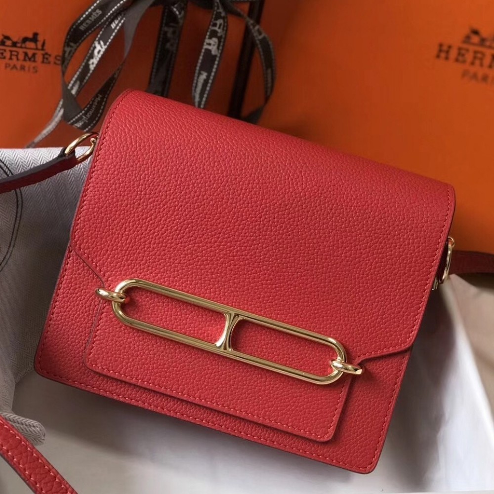 Hermes Mini Sac Roulis 18cm Bag In Red Evercolor Calfskin LDBS242955