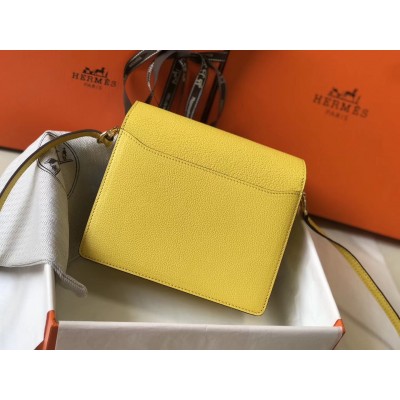 Hermes Mini Sac Roulis 18cm Bag In Yellow Evercolor Calfskin LDBS242956