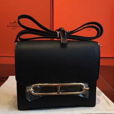 Hermes Mini Sac Roulis Bag In Black Swift Leather LDBS242957