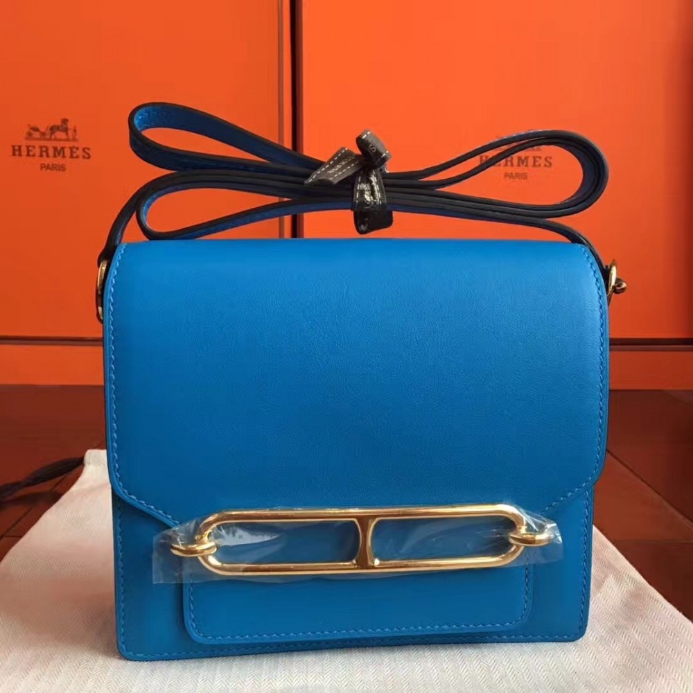 Hermes Mini Sac Roulis Bag In Blue Hydra Swift Leather LDBS242959