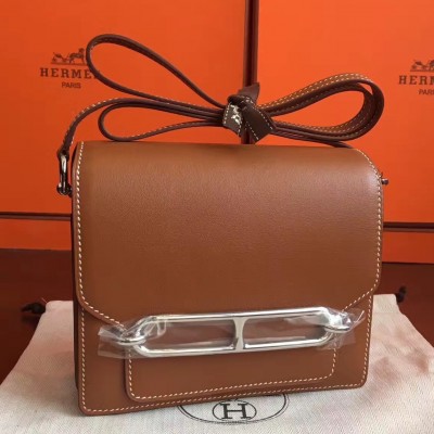 Hermes Mini Sac Roulis Bag In Caramel Swift Leather LDBS242960