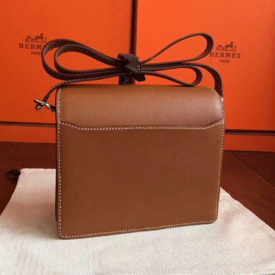 Hermes Mini Sac Roulis Bag In Caramel Swift Leather LDBS242960