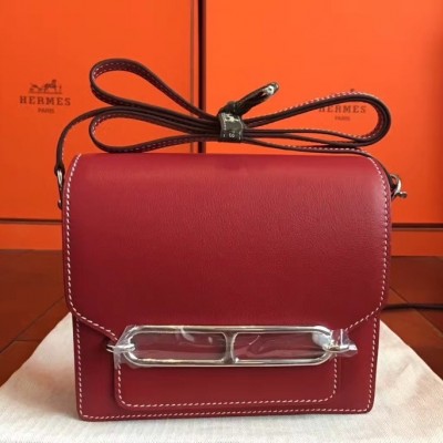 Hermes Mini Sac Roulis Bag In Red Swift Leather LDBS242965