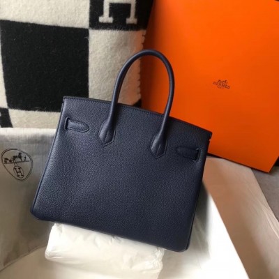 Hermes Navy Blue Clemence Birkin 30cm Bag LDBS242974