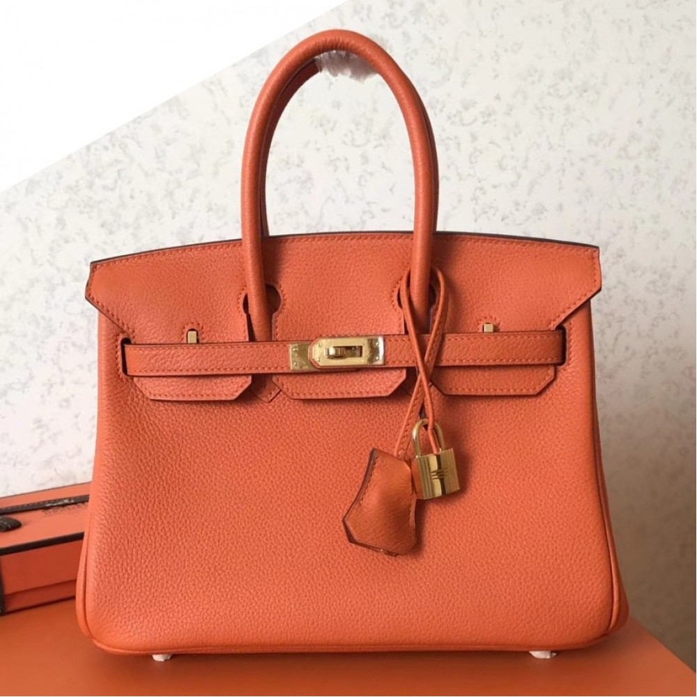 Hermes Orange Birkin 25cm Clemence Handmade Bag LDBS242991