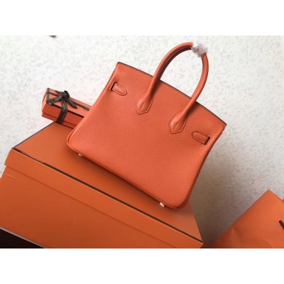 Hermes Orange Birkin 25cm Clemence Handmade Bag LDBS242991