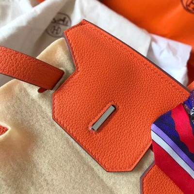 Hermes Orange Birkin 35cm Clemence Handmade Bag LDBS242996