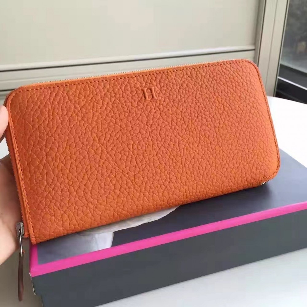 Hermes Orange Clemence Azap Zipped Wallet LDBS242998